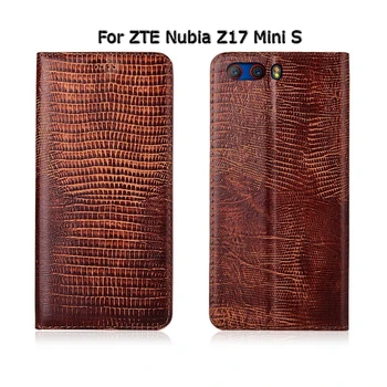 Caz de telefon Pentru ZTE Nubia Z17 Z17S Mini S Șopârlă de Cereale Caz Flip Magnetic Stand Genuien Telefon din Piele Acoperi