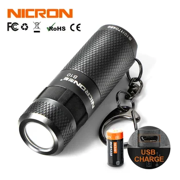 NICRON Mini Lanterna LED-uri B10 Impermeabil IP4X USB baterie Reîncărcabilă Li-ion Baterie Breloc Lanterna Pentru Iluminat Exterior