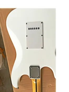 De înaltă calitate FDST-1006 culoare alb corp solid cu pickguard alb maple fretboard chitara electrica, transport Gratuit