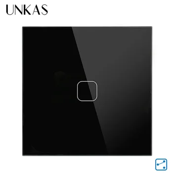 UNKAS Impermeabil și Ignifug UE Standard de Lux Cristal de Sticlă Panou 1 Banda 2 Mod de Perete de Lumină Touch Comutator