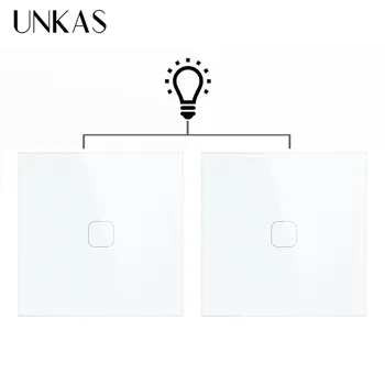 UNKAS Impermeabil și Ignifug UE Standard de Lux Cristal de Sticlă Panou 1 Banda 2 Mod de Perete de Lumină Touch Comutator