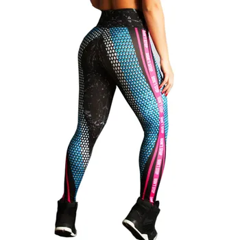 FDBRO Femei Sport Fitness Tight Pantaloni de Yoga Subțire Respirabil Sport Sală de Funcționare Imprimare Jambiere Mozaic Antrenament Pantaloni
