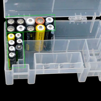 Titularul Practice Organizator Portabil Anti Impact Compartiment Interior Cutie de Depozitare de Mare Capacitate Container Clar Caz Baterie AA AAA