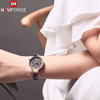 NAVIFORCE Femei Ceasuri de Lux de Top de Brand Doamnelor Cuarț Ceasuri din Piele Watchband Casual, Ceasuri Cadou Pentru Fete