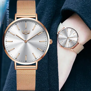 LIGE noi Femei Ceasuri de top de brand de lux de moda casual ceas doamnelor Ceas de mână rezistent la apă Ceas Slim Doamnelor Cuarț Ceas+Cutie