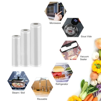 Aparat de Vacuum Bags 3 Role Vacuum Seal Rola aparat de Vacuum Sous Vide Pungi pentru Alimente Food Saver Sac de Depozitare