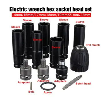 14 în 1 Cheie Electric Adaptor 7 Maneca 14-22mm pentru Cheie de Impact Burghiu Electric Cheie Hex Socket Head Set Kit