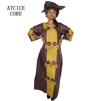 African rochii pentru femei de moda de design nou africane bazin de design de broderie rochie rochie lungă, cu eșarfă două pc-uri un set A188#