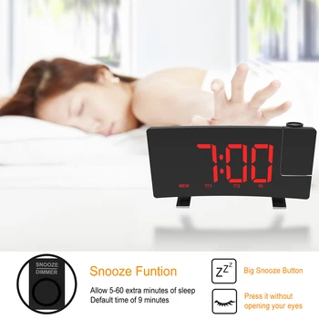 Ceas cu Alarmă Digital cu LED-uri Ecran Dual Alarma Snooze Ceas de Proiecție Dimmer Radio FM USB de Reincarcare Ceas Electronic