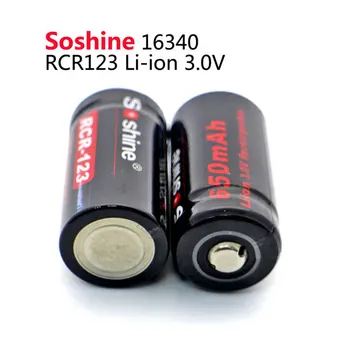 2 buc Soshine 16340 RCR123 Litiu Li-ion baterie 3V 650mAh baterie Reîncărcabilă protejate baterii cu cutie baterie
