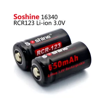 2 buc Soshine 16340 RCR123 Litiu Li-ion baterie 3V 650mAh baterie Reîncărcabilă protejate baterii cu cutie baterie