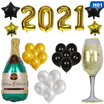 An Nou fericit 2021 Decoratiuni Sticla de Vin Baloane Folie pentru Crăciun Decor Acasă de Aer Globos revelion Noel Navidad
