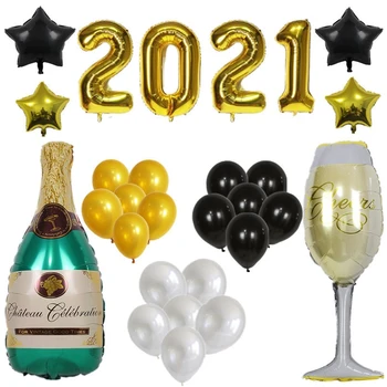 An Nou fericit 2021 Decoratiuni Sticla de Vin Baloane Folie pentru Crăciun Decor Acasă de Aer Globos revelion Noel Navidad