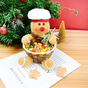 Crăciun Fericit Coș De Bomboane De Crăciun Elan Moș Crăciun Cookie-Uri De Stocare Coș Pentru Copiii De Anul Nou Cadou De Crăciun Petrecere Acasă Ornamente