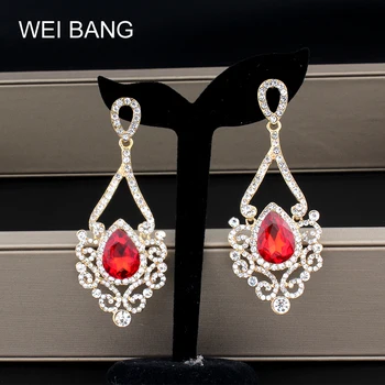 Weibang de aur roșu și de culoare alb cristal candelabru cercei lungi femei mireasa cercei bijuterii de nunta cadouri de dropshipping