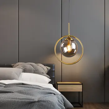 Noutatea led candelabru modern minimalist dormitor patul de iluminat magic bean bar, restaurant singur cap sticlă mică lampă de agățat