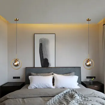 Noutatea led candelabru modern minimalist dormitor patul de iluminat magic bean bar, restaurant singur cap sticlă mică lampă de agățat