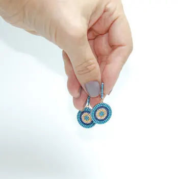 2017 înaltă calitate femei frumoase clip nano blue micro pave rotund farmecul cercel