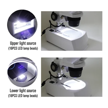 Zoom 20x, 40x 80X profesionale de Lipit Binoculară HD stereo microscop sus/jos sursă de lumină LED, reparatii telefoane PCB industriale