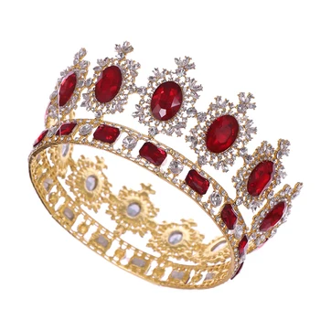 De Lux Cristal Roșu Stras Mare Coroana De Mireasă Voal De Mireasă Și Coroane Pentru Diademă De Mireasă Concurs De Păr Bijuterii Accesorii