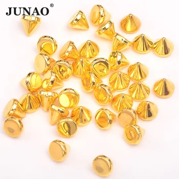 JUNAO 8mm Aur, Argint Culoare Punk Nit Plastic Știfturi și Piroane Non Cusut Nit Con Unghii Decor Nituri pentru Blugi din Piele