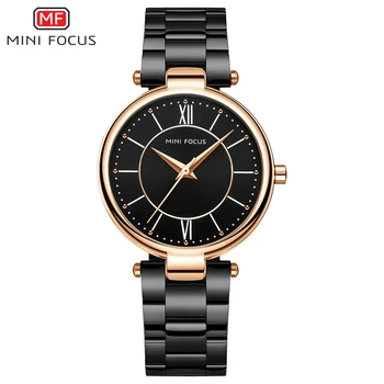 MINI FOCUS Doamnelor Ceas Pentru Femei Brand de Lux Quartz rezistent la apa Reloj Mujer Relogio Feminino Montre Femme Negru Otel Inoxidabil