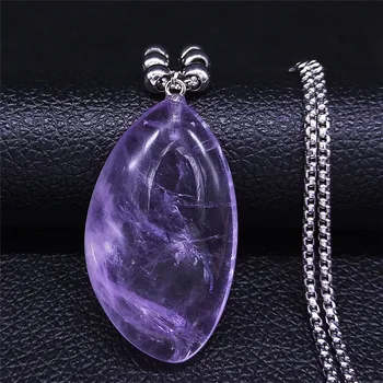 2021 Cristal Violet din Oțel Inoxidabil Vrăjitorie Farmec Coliere pentru Femei de Culoare de Argint Coliere Lungi Bijuterii cadenas mujer NXS04