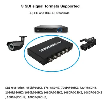 HD,SD,3G-SDI Splitter 1X4 distribuitor SDI Splitter amplificator cu ue adaptor de alimentare pentru Monitor Proiector( 4-port de ieșire,1-port in)