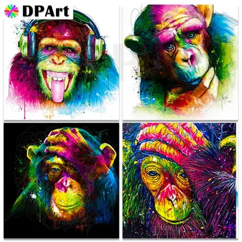 Diamant Tablou Plin Patrat/ Rotund Burghiu Maimuță, Cimpanzeu Daimond Pictura Stras Broderie Cusatura Cruce Art M017