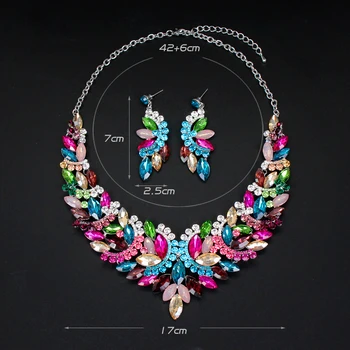 Moda Cristal Colier Cercei set Mireasa Indian Seturi de Bijuterii pentru Mireasa Nunta Bijuterii Accesorii Femei