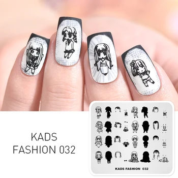 KADS MODA 032 Supratipar fete drăguț de design Unghiilor stamping imagine șablon placa de unghii, manichiura model ștampilarea unghiilor șabloane