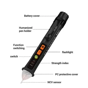 Creion de testare Inteligente Contactless Putere de Baterie Volt Tester Cu Audibile și Vizibile de Alarmă de Tensiune AC Măsură Tester