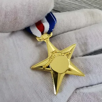 Armata SUA Premiul Medalia Steaua de Argint Medalii de Stea cu Cinci colțuri Onoruri Panglică Militare Comemora Insigna Pin