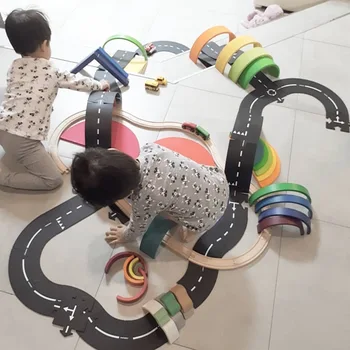 Nordic Copil Play Mat Covor Puzzle Jucărie de Învățământ din PVC Piesa Auto Covor Copii Baiat Cadou DIY Flexibil Jucărie Road City Road Joc de Podea