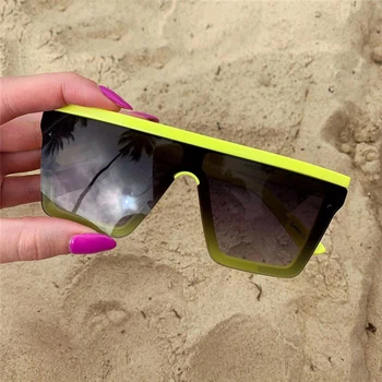 Supradimensionat ochelari de Soare Patrati Femei 2020 Lux Transparente Colorate, ochelari de Soare Femei Designer Vintage Flat Top UV400 Ochelari