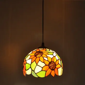 Boem de floarea-soarelui pandantiv lumini pastorală țară stil Tiffany dormitor sufragerie lampa Mediteraneene, bar lampa 0057