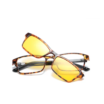 Ochelari de soare barbati polarizati uv400 înaltă calitate, galben clar recrangle Detasabila atracție Magnetică ochelari de soare oculos masculino