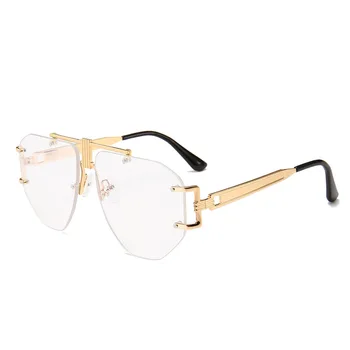 Aur Ochelari fără rame pentru Femei Brand Designer Obiectiv Clar 2019 Supradimensionat Ochelari Cadru Bărbați Retro de Metal Obiectiv Clar ochelari de Soare NX