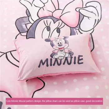 Desene animate flanne lenjerie de pat roz cu mickey Minnie mouse lenjerie de pat de copil acasă textile toamna iarna cuvertură de pat pat queen-size set 4buc