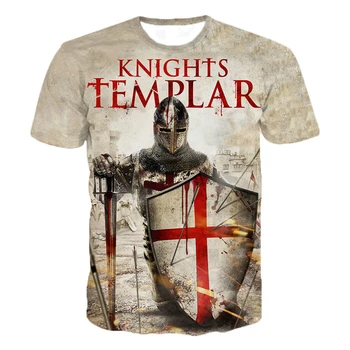 De vânzare la cald Cavaler templier pentru bărbați t-shirt de imprimare 3D moda casual cool tee camasa pentru barbati O-gat maneci scurte supradimensionat tricou top tee