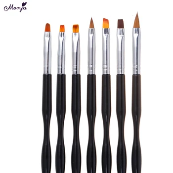 Monja 7Pcs/Set Mâner Negru Nail Art Pictura Kit de Pensulă Acril Gel UV Extensia Pictura Model DIY Flori Desen Sculptură Pen