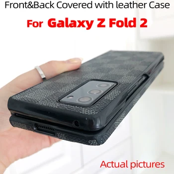 Pentru Galaxy Z 2 Ori Caz pentru Galaxy Z Fold2 5G față și din spate acoperite cu Lux din piele de Caz Pentru Galaxy Z Fold2 5G Caz