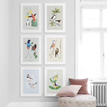 Pasăre, Papagal, Porumbel Flori Frunze De Plante Nordice Postere Si Printuri De Arta De Perete Panza Pictura Pe Perete Imagini Pentru Living Decorul Camerei