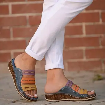 SHUJN Vara Femei Sandale Împletit Sandale de Doamnelor sandale Casual, Pantofi Platforma Diapozitive Plaja Pantofi