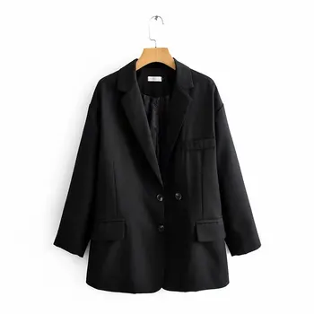 2020 costum jacheta singur pieptul blazer negru birou femei doamnelor costume de culoare solidă