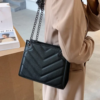 Ața de cusut v spic geanta Crossbody 2021 Noi de Moda de Înaltă calitate din Piele PU pentru Femei Geantă de mână de Designer Geantă de Umăr cu Lanț