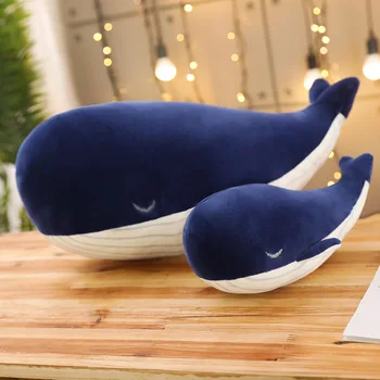 45cm Balenă de Pluș Jucărie de Pluș Albastru Inchis Animale Acvatice Jucărie de Pluș Drăguț Ultra Moale Pluș Copii Băieți Fete Cadou de ziua de nastere