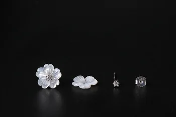 Uglyless Real S925 Argint Sterlină Femei Naturale Alb Shell Flori Știfturi Detasabile cu Dublă utilizare MINI Cristale Cercei Stud Brincos