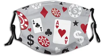 Poker Card Casino Pânză Masca De Fata Cu Filtru De Buzunar Lavabil Imprimare Reutilizabile Tesatura De Protecție Cu 2 Buc Filtre
