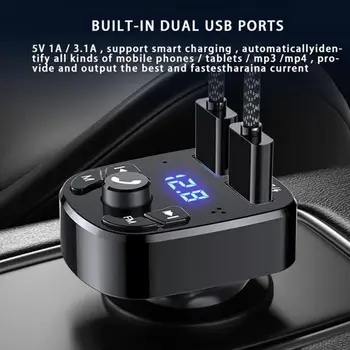 Auto Hands-Free Wireless, Bluetooth, Transmitator Fm Mp3 Player Dual Usb Încărcător potrivit pentru Dispozitive Echipate cu tehnologie Bluetooth